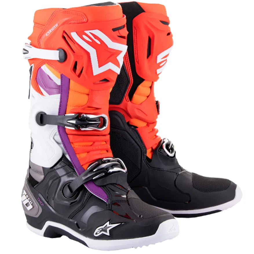 Alpinestars Tech 10 Black Red Orange Fluo Motocross Boots