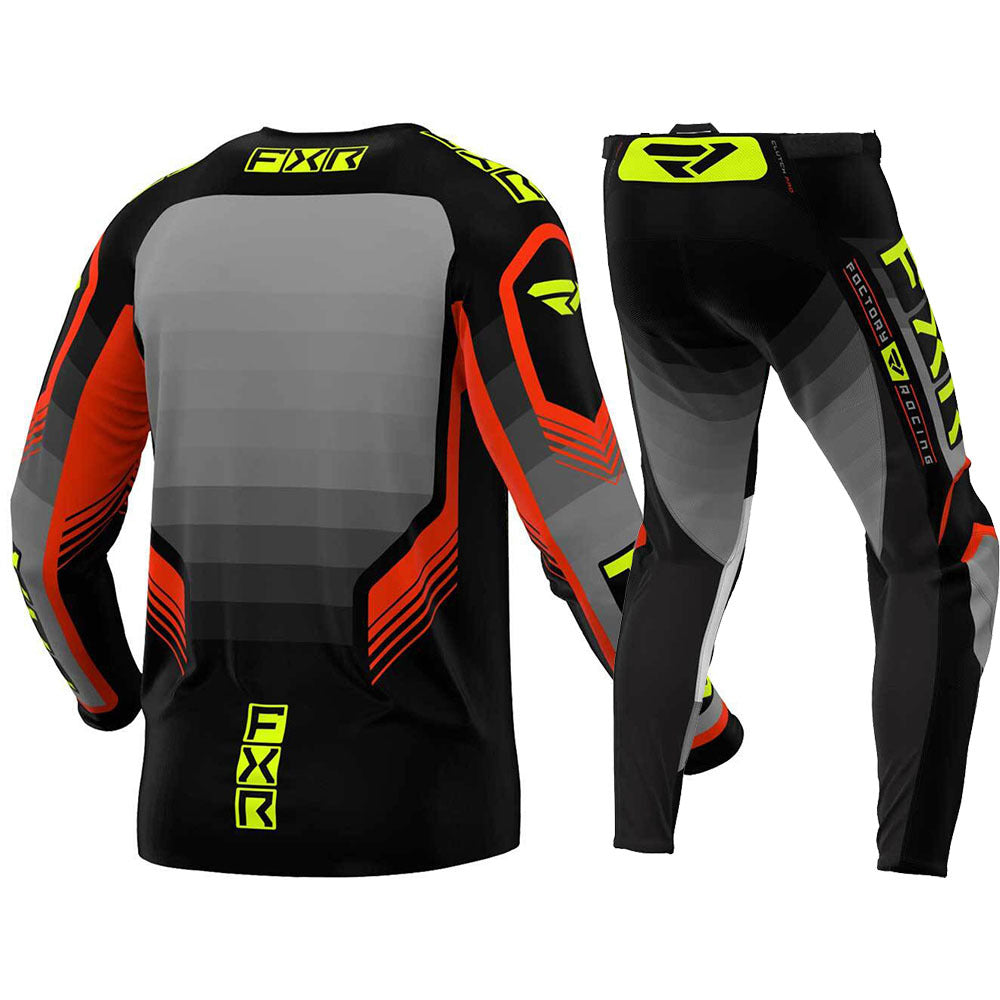 FXR 2024 Clutch Pro Grey / Nuke / Hi Viz Pant & Jersey Motocross Kit Combo