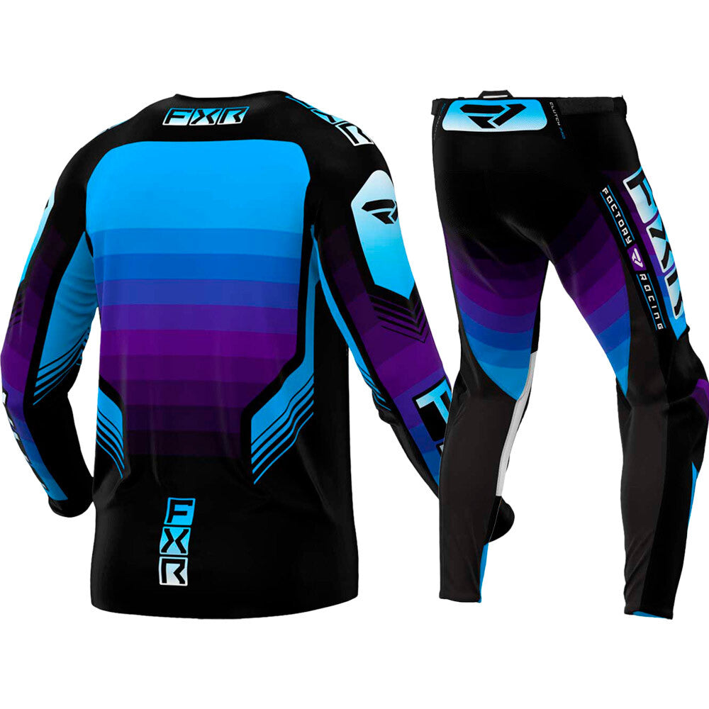 FXR 2024 Clutch Pro Black / Purple / Blue Pant & Jersey Motocross Kit Combo