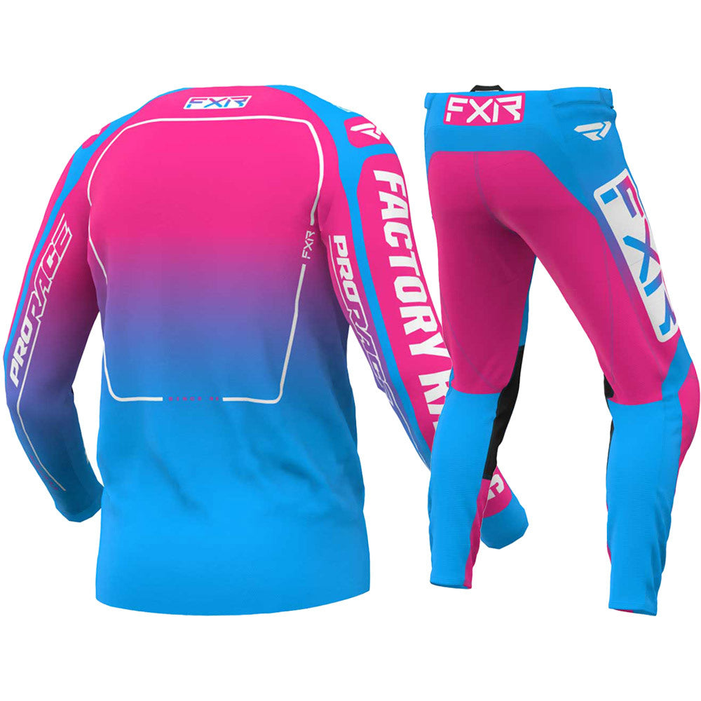 FXR 2024 Clutch Cyan / E Pink Pant & Jersey Motocross Kit Combo