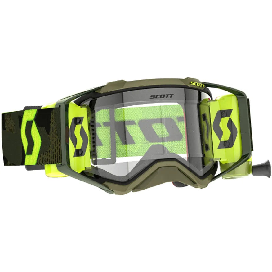 Scott Prospect WFS Khaki / Neon Yellow Roll Off Motocross Goggles