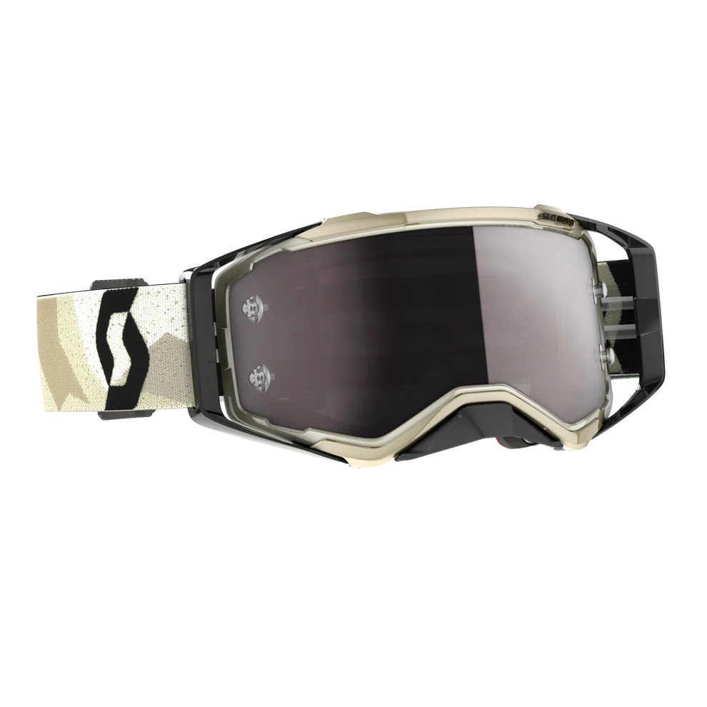 Scott Prospect Camo Beige / Black Motocross Goggles Silver Chrome Lens