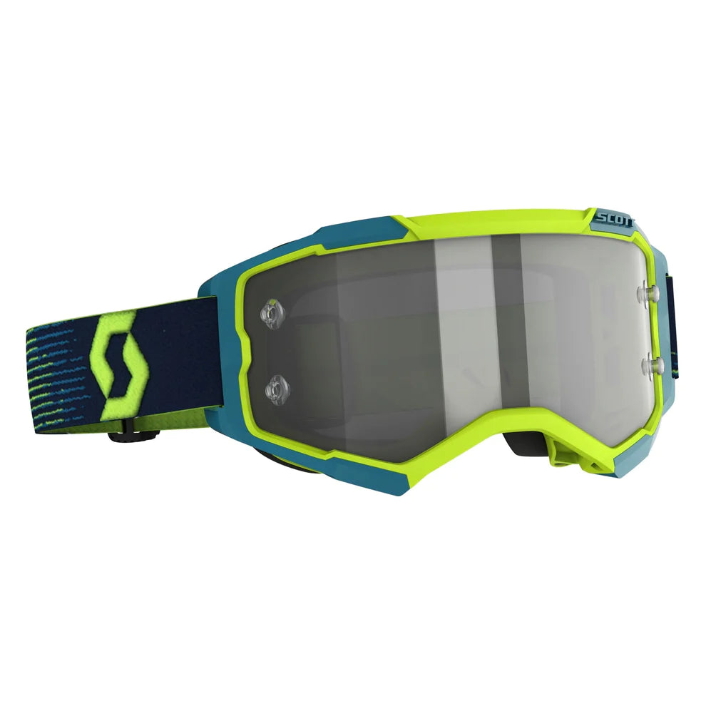 Scott Fury Neon Yellow / Blue Motocross Goggles Light Sensitive Lens