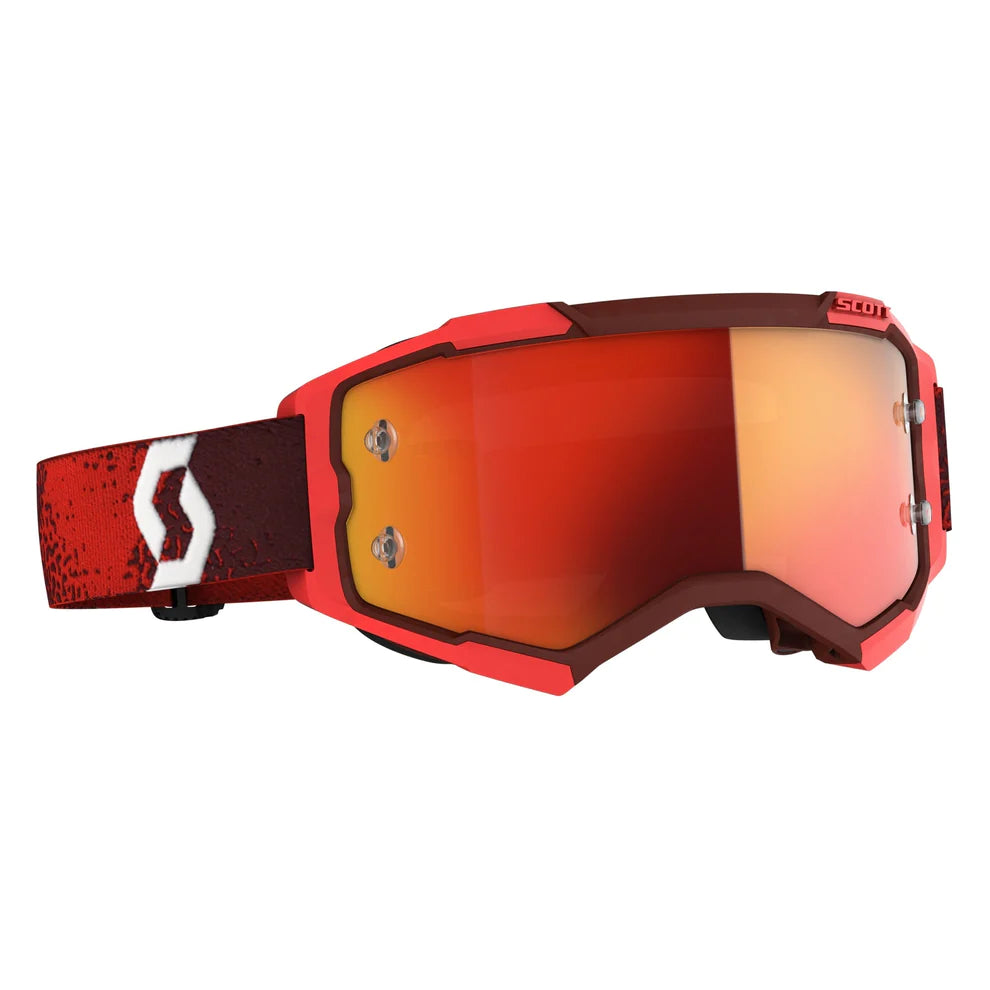 Scott Fury Red Motocross Goggles Orange Chrome Lens