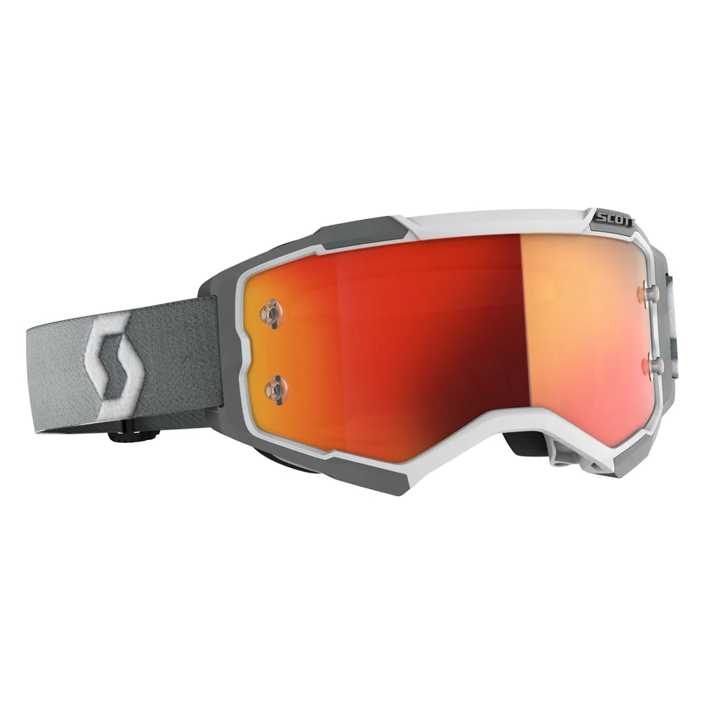 Scott Fury White / Grey Motocross Goggles Orange Chrome Lens